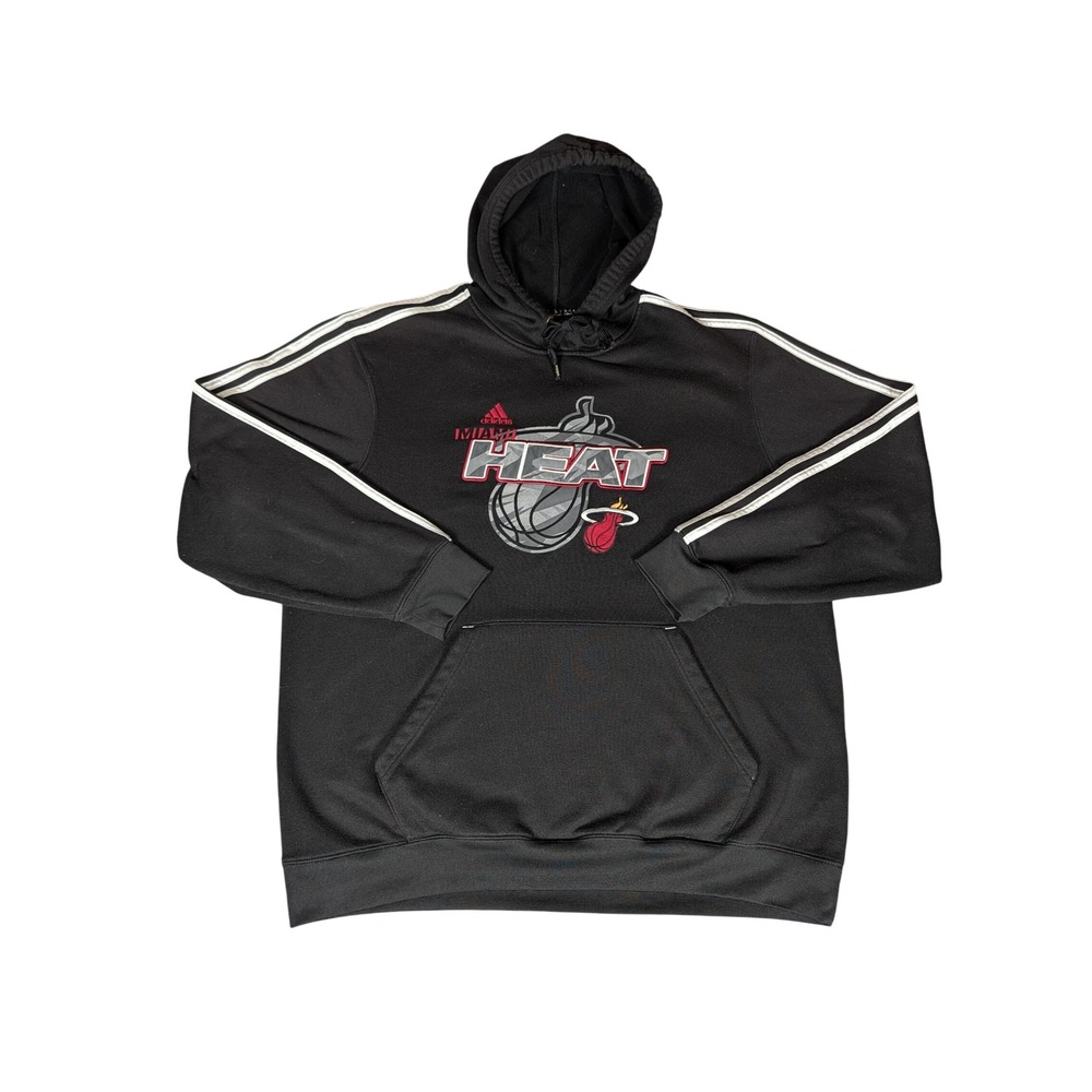 Adidas Miami Heat NBA Basketball Hoodie Sweatshirt Black Mens XL